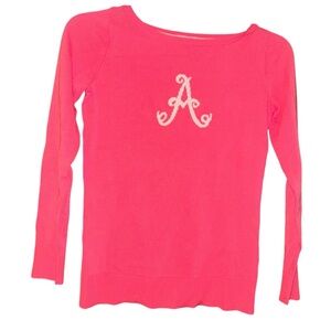 Lilly Pulitzer Marielle Pink A Letter Monogram Initial Sweater Small S